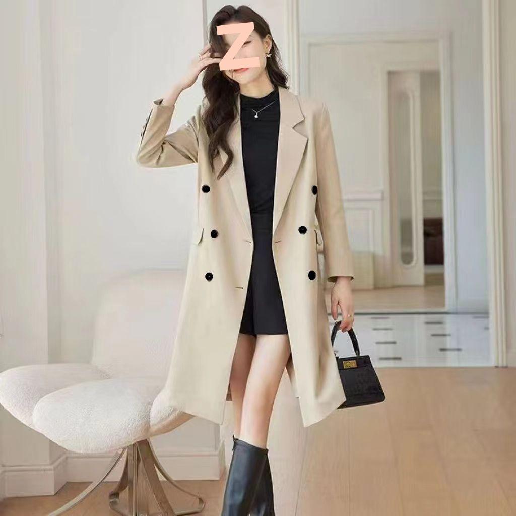 Women's Chic Long Trench Coat - British Style High-End Spring 2025