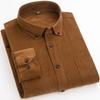Cotton Corduroy Casual Warm Solid  Shirt Long Sleeve Winter Regular Fit Mens Men's Shirts with Pokets