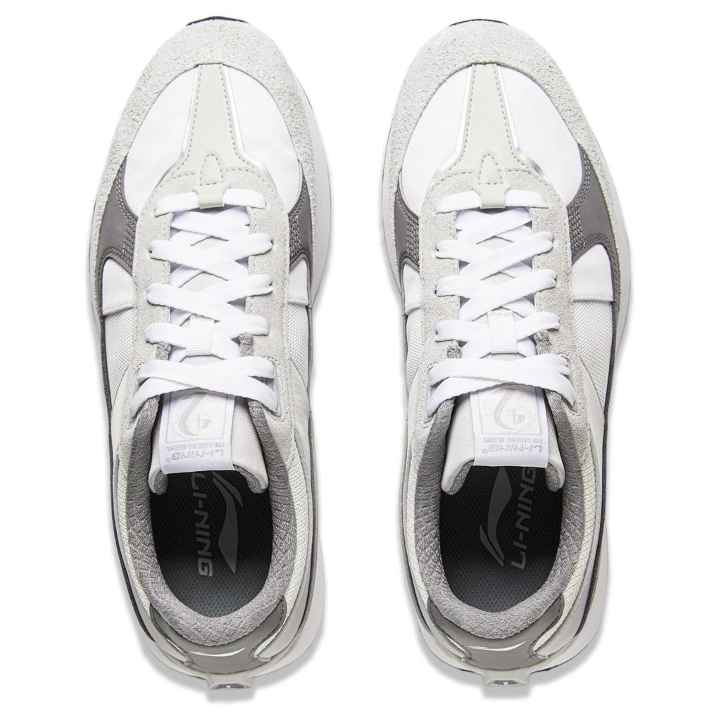 New LiNing 70s Heritage Cushioned Slip Resistant Low Top Casual Shoes Men's White Gray AGCU177-3