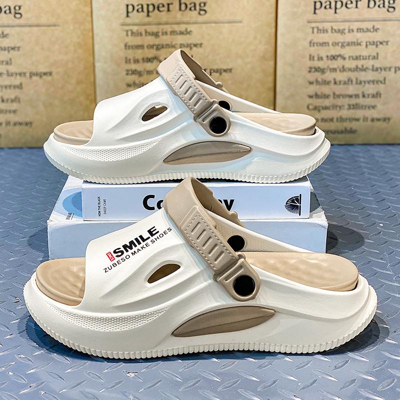 Fashion Couple Slippers 2025 Summer New Breathable Lightweight Men's Soft Sole Beach Shoes Comfortable Fashion Height Increase Sandals
