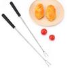 2Pcs Retractable BBQ Fork with V-Shaped Prongs Non-Slip Handle Stainless Steel Grilling Fork Portable Outdoor Cooking Tool for Camping Picnic Party