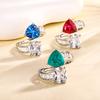 Copper Bottom Gold-Plated Simulation Color Treasure Corundum Fat Triangle Temperament Ring Women 10 * 10-8 * 10