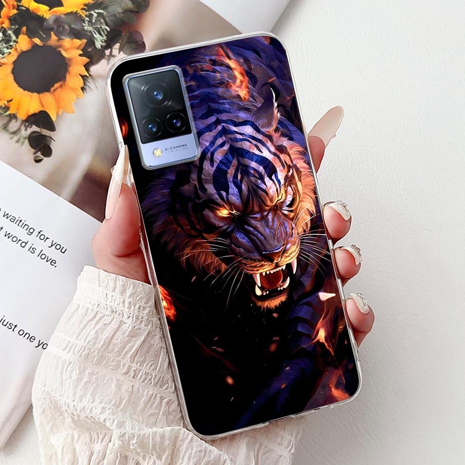 For Vivo V21 4G Case V2066 V2108 New Luxury Flowers Painted Cover Soft Slim Phone Case For Vivo V21e V2061 V 21 VivoV21 e Fundas