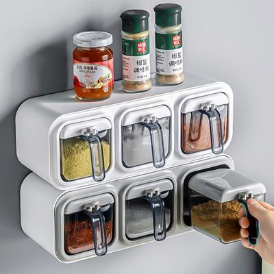Kitchen Seasoning Box Wall Mounted Organizer Boxes Condiment Door Storage and Organization Jars for Spices Home Gadgets & Garden