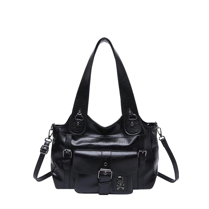 New Fashionable Personalized Soft Leather Underarm Tote Bag Casual Versatile Spice Girl Style High Sense Messenger Women's Bag