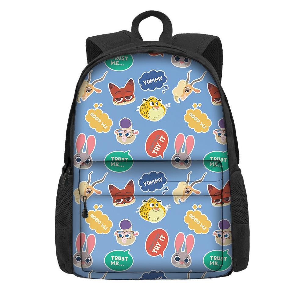 Kreslený batoh s motivem Zootopie 2 pro žáky základní školy, velká kapacita, lehký dvouramenný batoh