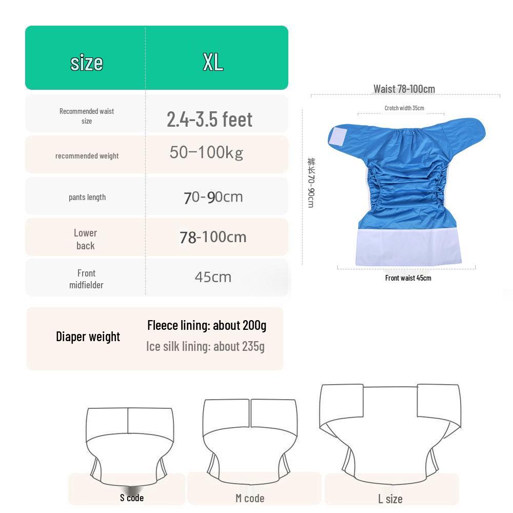 Washable Leak-Proof Velcro Adult Incontinence Pull-Up Diapers