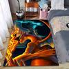 Fiery Dragon and Blue Flame Creature Design Carpet for Bedroom Decor Suitable for Use As an Anti-slip for Living Room Bedroom Sofas