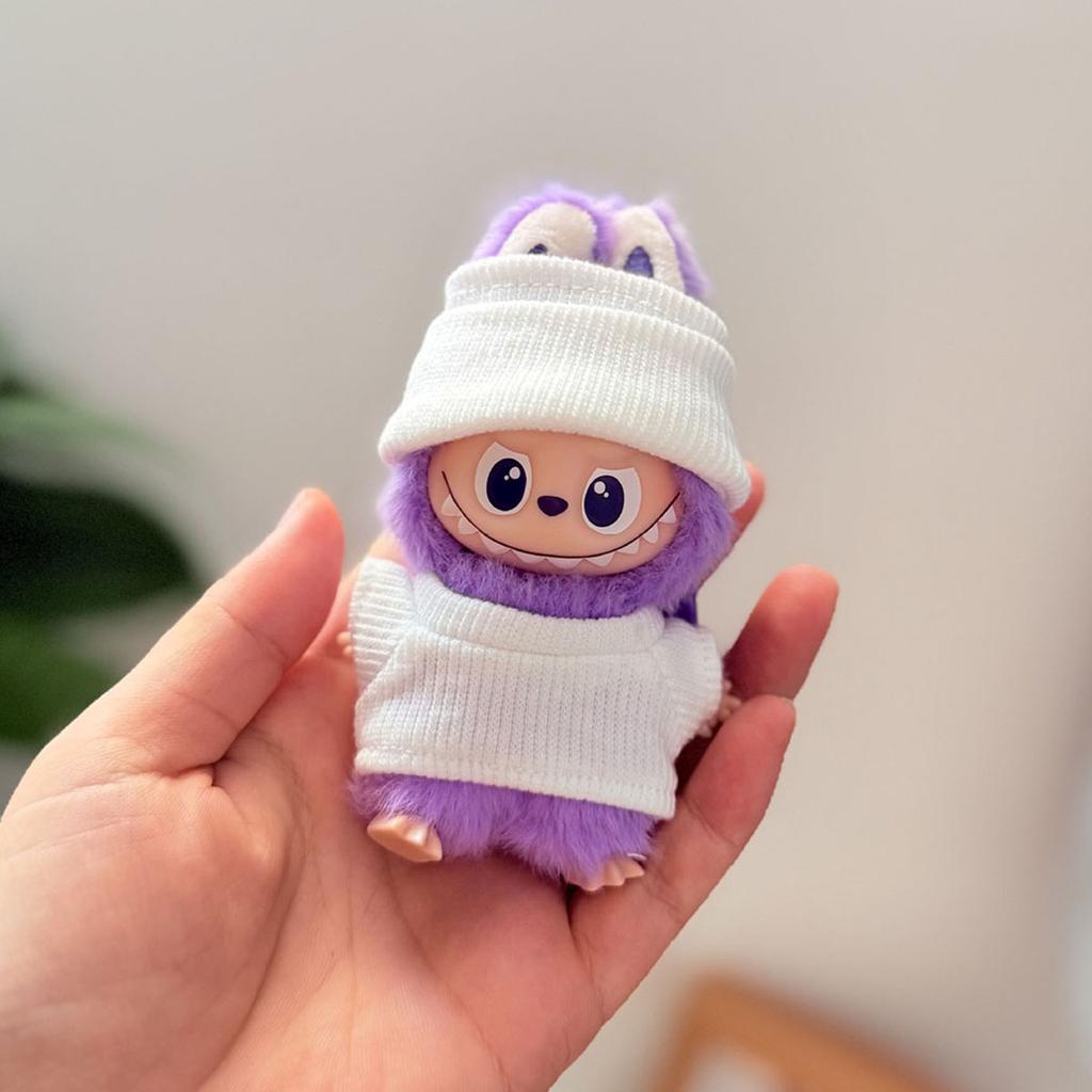 No DollPlush Doll Clothes for Mini Labubu 4.0 Bear Hat Love Sweater Set DIY Doll Accessories Gifts
