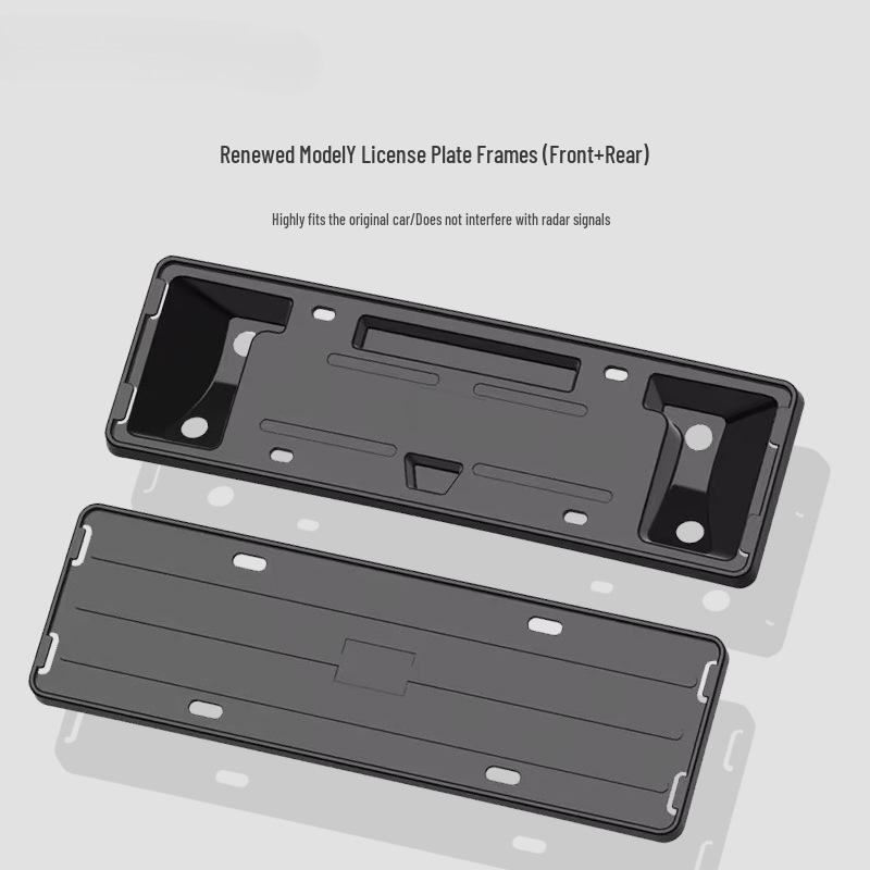 Tesla Model Y/3 Nummerplåtshållare - Blå Flytande Bas för Ram Skydd