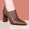 Autumn new pointed toe foot thick high heel fashion casual large size deep mouth fashion single shoes high heel