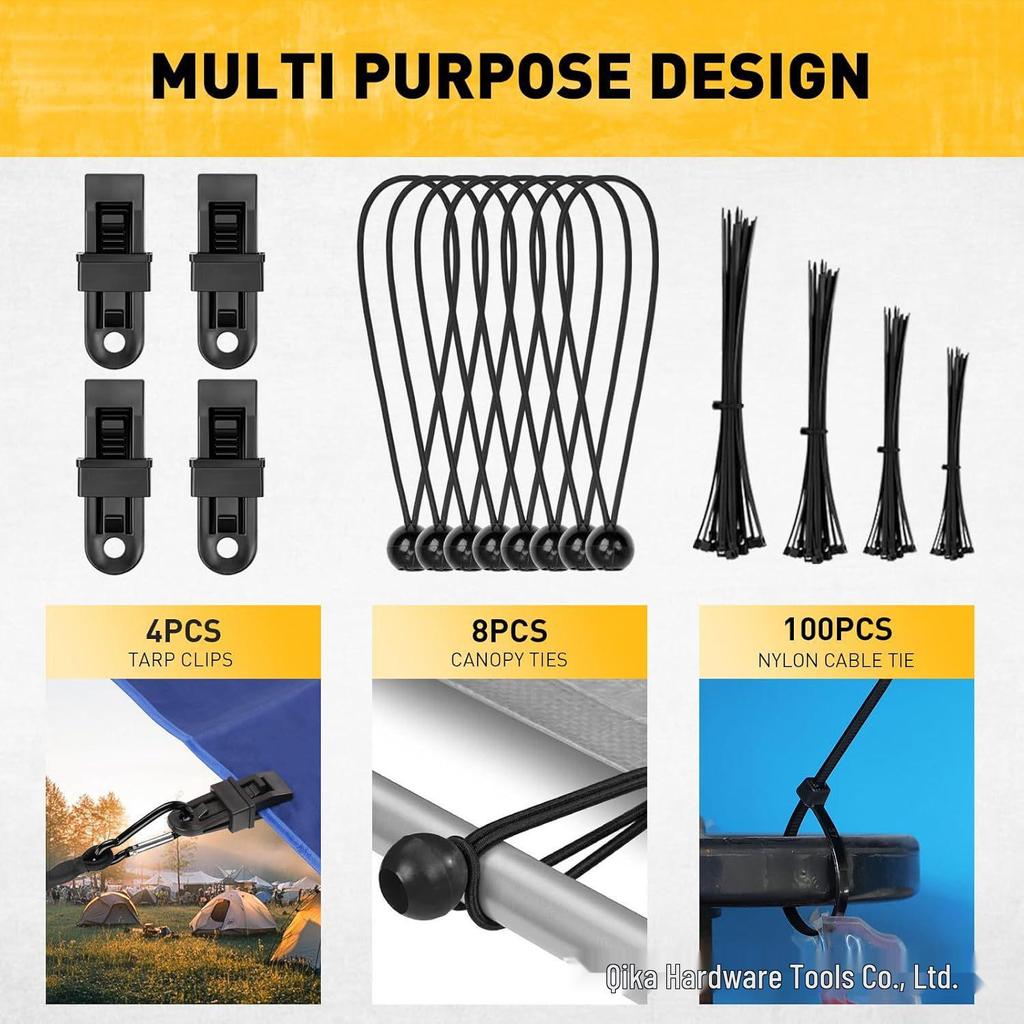 28-Piece Carabiner Bungee Cord Set with Handbag - High-Strength Safety Tie-Downs