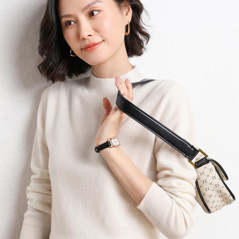 Women's Loose Knit Half Turtleneck Sweater - Long-Sleeve, Large Size Pullover for Autumn & Winter.