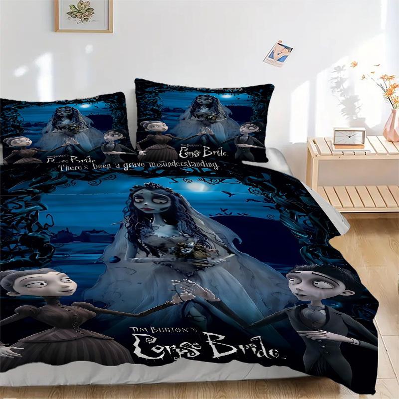 

3pcs Corpse Bride Duvet Cover Set, 1 Duvet Cover + 2 Pillowcases (No Insert), High-Definition Print, Home & Dorm Set yy251208053 135x200cm