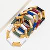 Retro Chunky Bamboo Curved Tube Acrylic Bracelets for Women New Trendy Resin Beaded Stretchy Stack Bangle Couple Jewelry Gifts