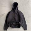 Womens Gothic Streetwear Hooded Zip-Up Sweatshirt Pants Set Casual Long Sleeve Solid Color Oversized Fit