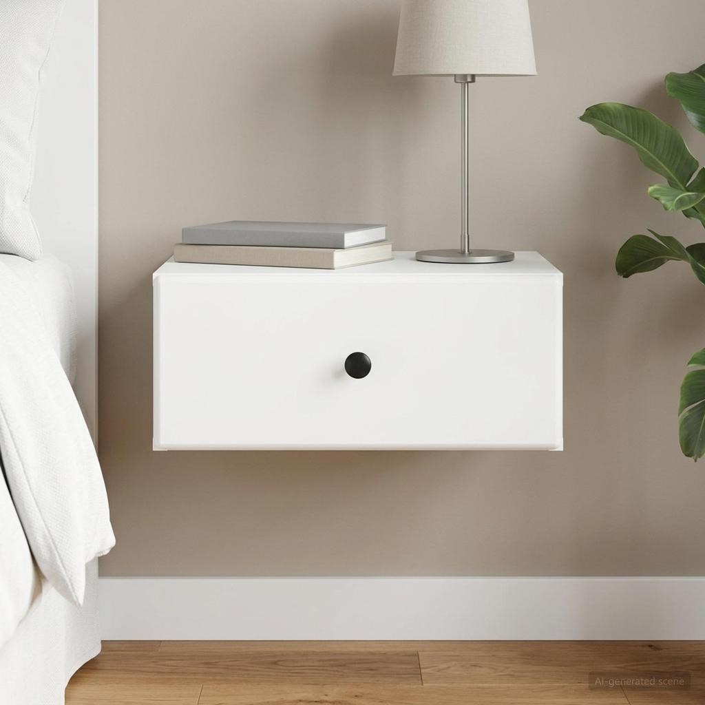 Wall Mounted Nightstand White 49 x 34.5 x 20 cm Engineered Wood