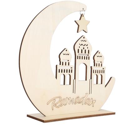 Wooden Mosque Pendant Moon Star Ramadan Wood Ornament Party Supplies Decorations