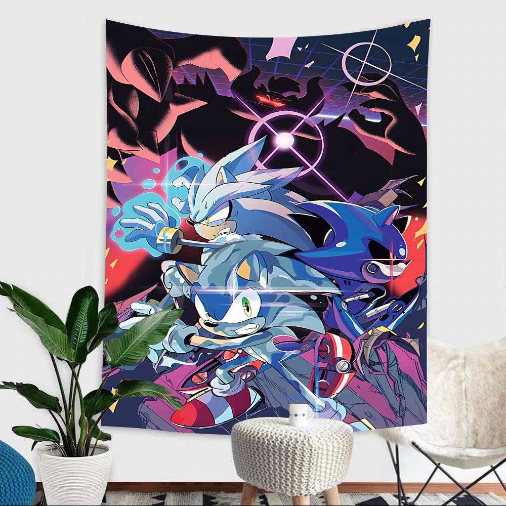 Classic Anime Sonic Characters Theme Background Party Decoration Baby Gifts Space Decoration Banner Children Photography Props