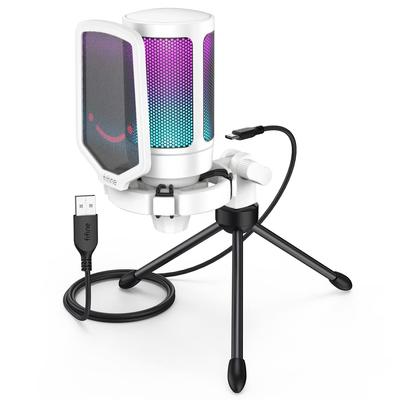 FIFINE USB Condenser Microphone RGB Lighting Cardioid Directionality Plug Play Microphone To Cable Included One Touch Mute YouTube Skype Discord Zoom