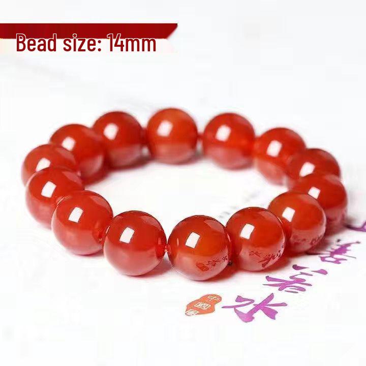 Unisex Red Warring States Agate Beaded Bracelet