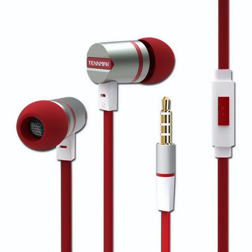 

TENNMAK Dulcimer Deep Bass, Clear Vocals, Metal Earphones, Headphones, Ear Pads, with Microphone & Remote, Red