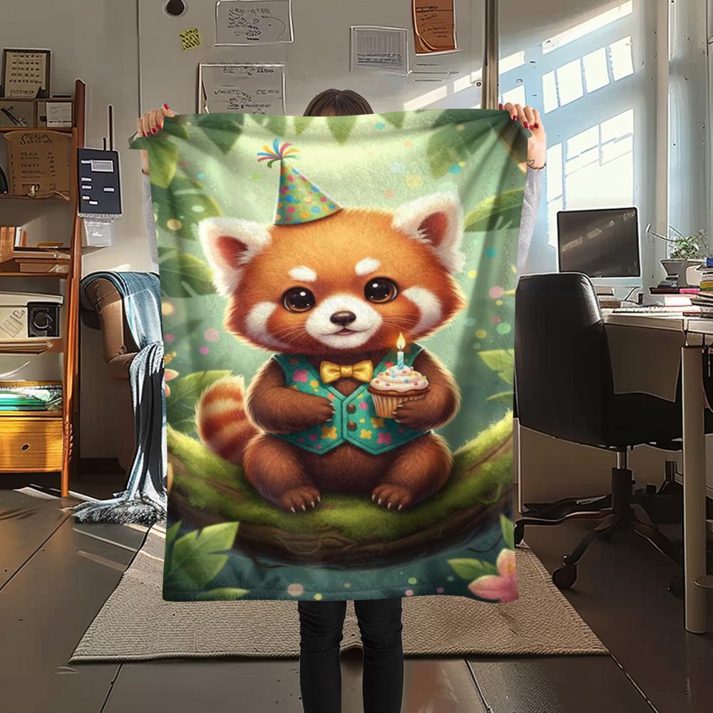1PC Retro-style animals Print FlAannel Blanket, High quality Comfortable for All Seasons, Home Decor, Warmth and Comfort