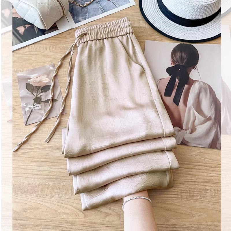 Pink Printed Wide-Leg Pants for Women - Spring/Summer 2025: Comfortable, Versatile, Sun Protection, Casual Style