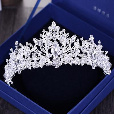 Diadema Corona Nuziale Cuore con Perline Strass Cristallo Velo Diademi Accessori Capelli Matrimonio Copricapi