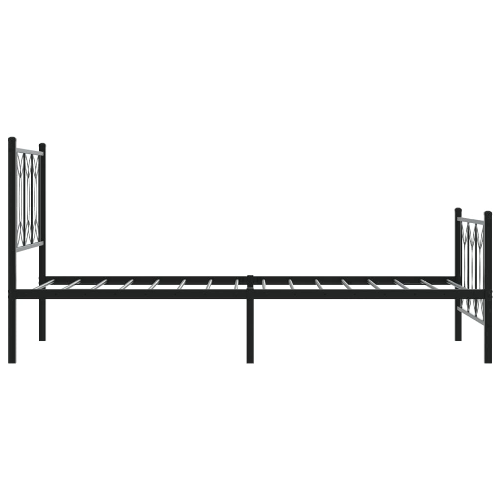 Metal Bed Frame with Headboard and Footboard Black 75 X 190 Cm