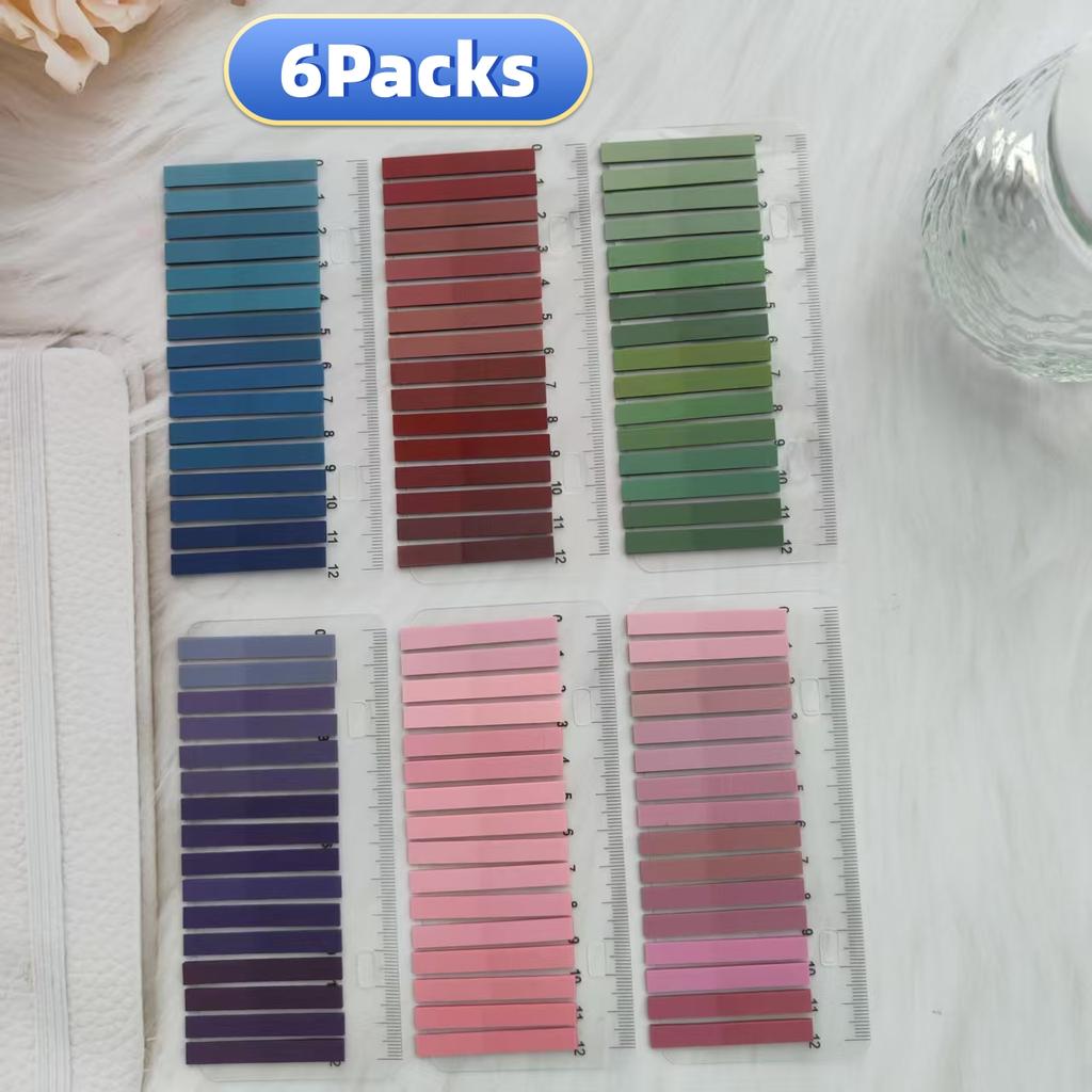 6Packs Sticky Note Tabs for Page Marking PET Page Markers with Ruler Transparent Classify File Label Memo Stickers for Office