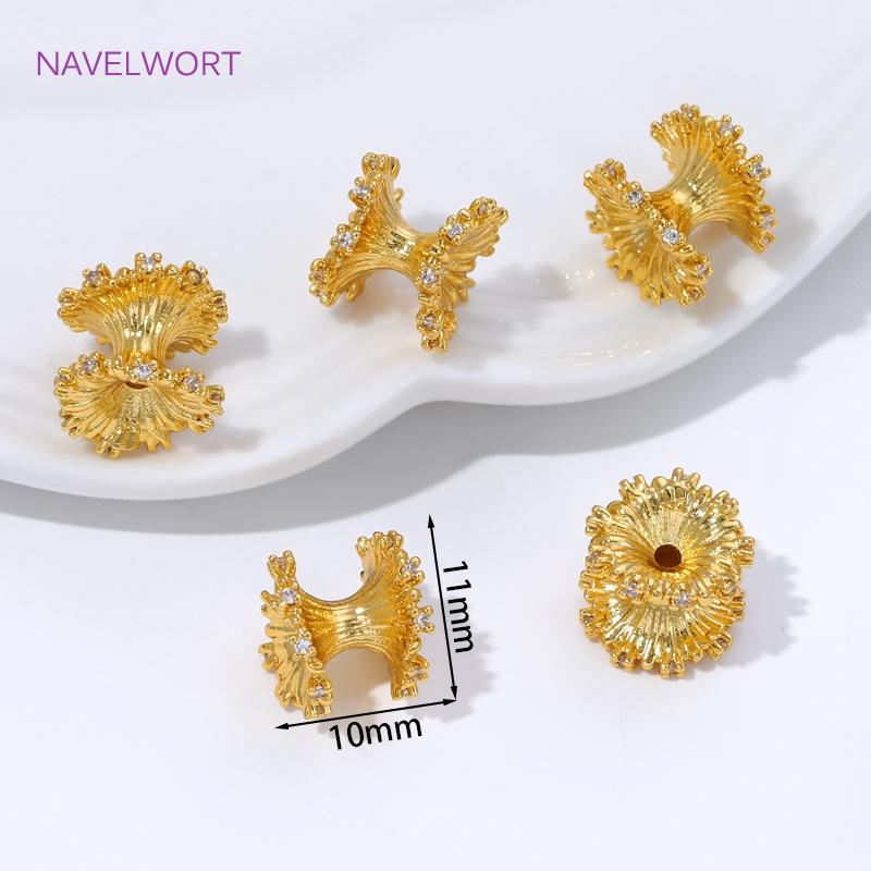 1/3/5Pcs 18K Gold Plated Spacer Beads For Jewelry,Brass Decorative Beads,Separators For Beads,DIY Jewelry Making Accessories