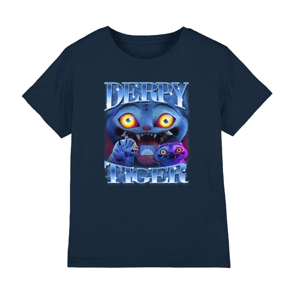 K-Pop Demon Hunters - Derpy Tiger Bootleg Kids T Shirt, Blue 100