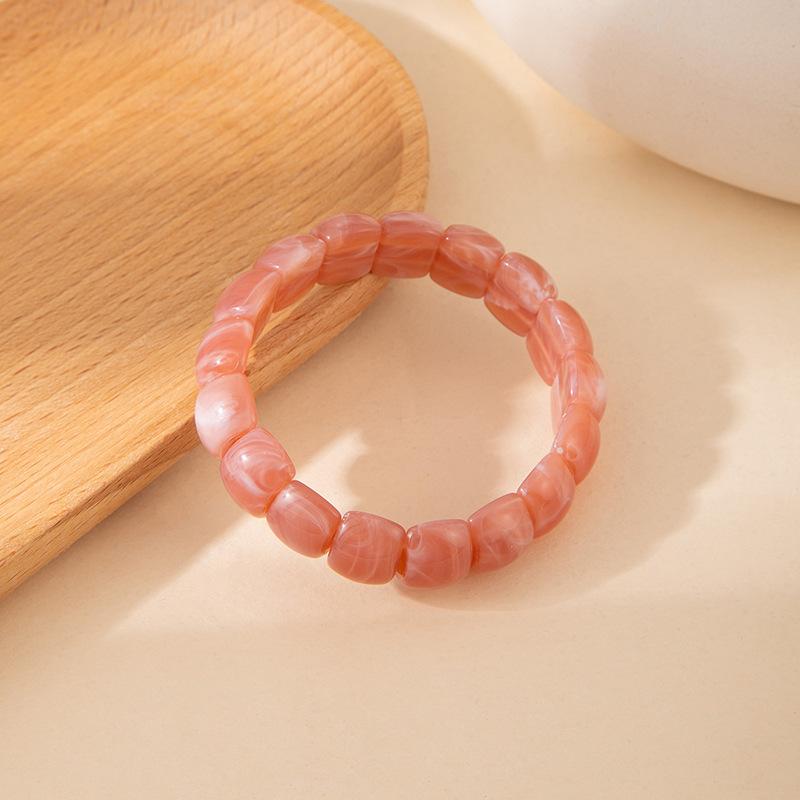 Faux Amber Beeswax Stretch Bracelet Acrylic Smudged Beaded Bracelet European American Niche High Grade Bracelet For Ladies