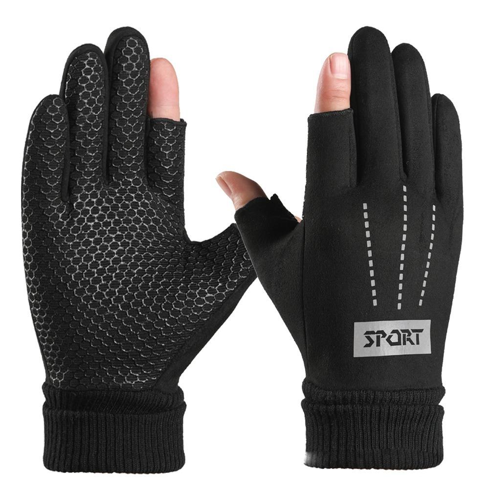 Windproof Suede Gloves Keep Warm Full Finger Mittens Soft Winter Warm Gloves Outdooor