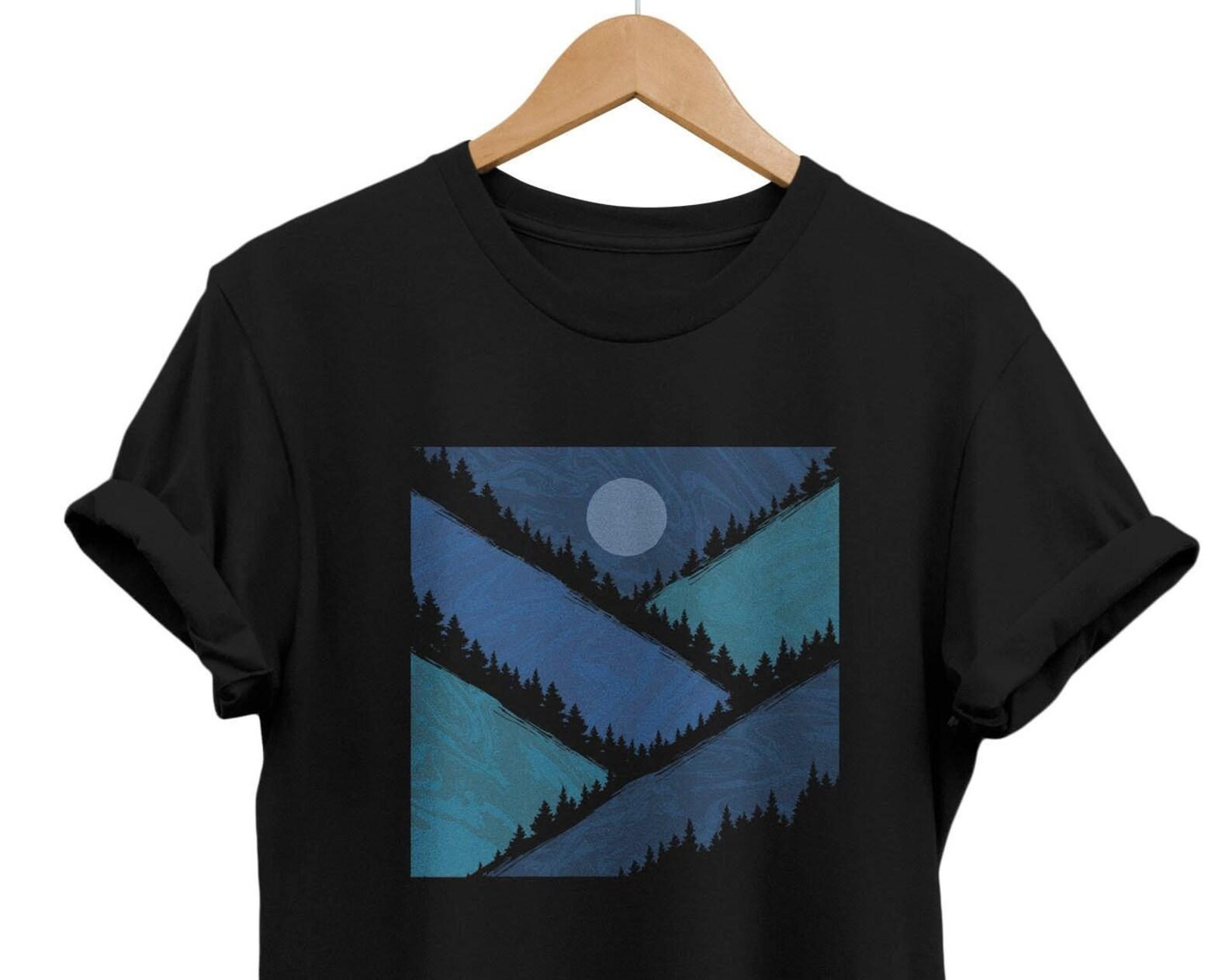 Forest Moon T-shirt: Modern Abstract Landscape Art S