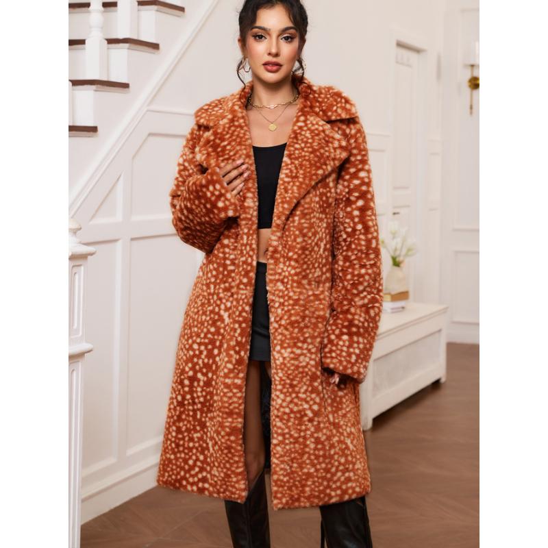 Women's Faux Fur Coat Luxury Open Front Overcoat Outwear Fluffy Winter Warm Parka Long Jackets Cardigan Long Sleeve Lapel Collar Coats for Women