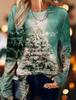 2023 Fashion Women's Pullover Christmas Blue Star Graphic Casual Sports O-Neck Long Sleeve Tops Micro-Elastic Fall & Winter