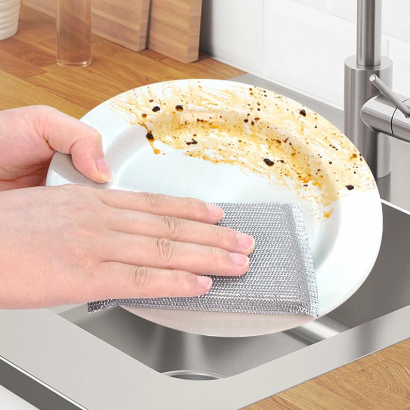 4 ks Kuchyňská mycí houbička, Nepoškrábe hrnec, Kartáč na hrnce, Domácí čisticí houbička bez poškrábání, Utěrka