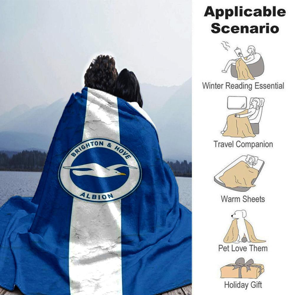 Brighton & Hove Albion Print Flannel Blanket High Quality Warm Comfortable Cover for All Seasons Perfect for Gifts Home Decor