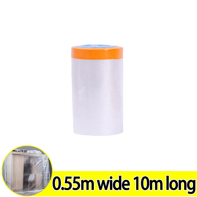 

10М Маскирующая пленка с лентой Пластиковая защитная пленка для покраски Мебель Полы Защита бытовой техники Водонепроницаемая Пыленепроницаемая Предварительно проклеенная накидка