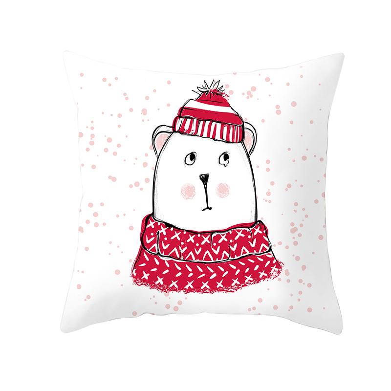 Cartoon Christmas Peach Skin Pillow Cover New Sofa Cushion Cover Square Cushion Pillow Cover