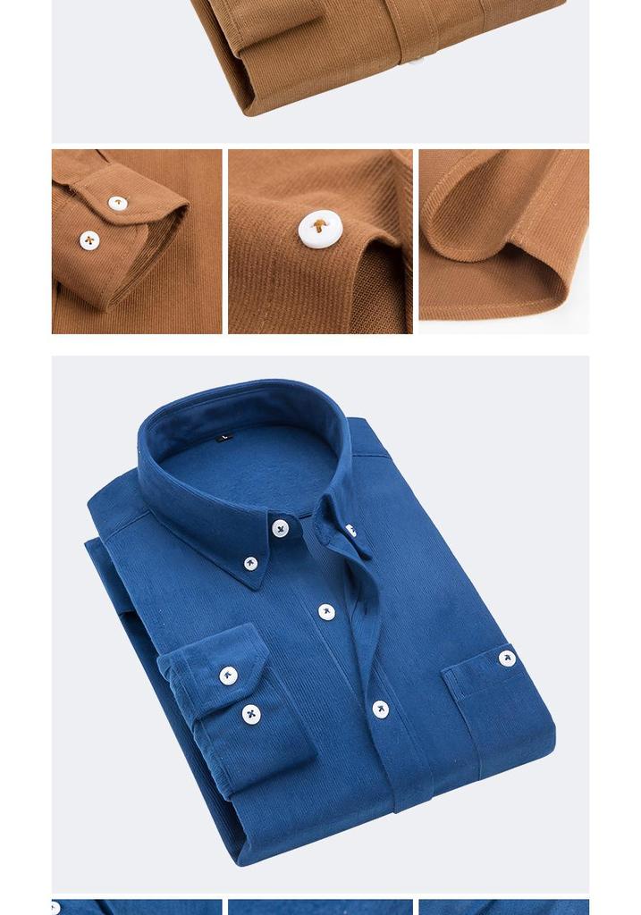 Herren Slim Fit Cordhemd - Einfarbig, Langarm, Große Größe, Lässig Business, Japanischer & Koreanischer Stil, Frühling/Herbst Trend