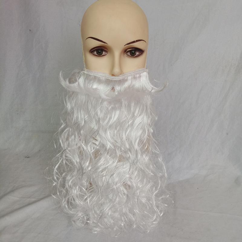 1 Stück Weihnachten Thema Verkleidungszubehör Weißer Weihnachtsmannbart Verstellbar Falscher Lockiger Kostüm-Requisite Feierparty-Zubehör