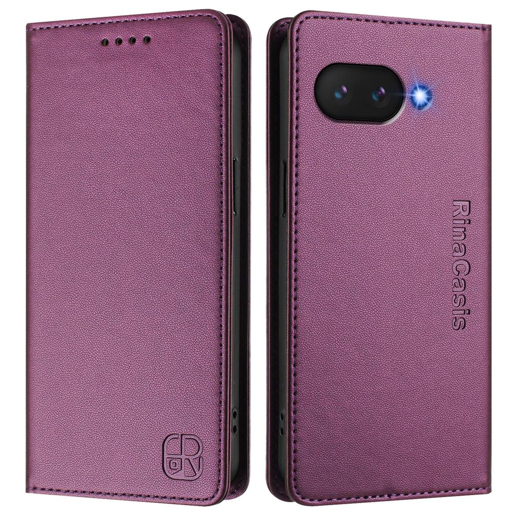 For Google Pixel 9a Leather Case RINACASIS RC01 Phone Cover with RFID Blocking Wallet Stand
