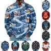 Men's Retro Corduroy Christmas Print Quarter-Zip Long Sleeve Sweatshirt with Pocket