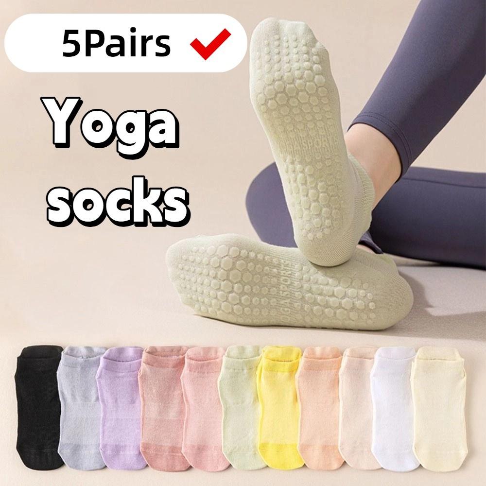 5Pairs Breathable Yoga Socks Women Simple Short Tube Socks Simple Anti-Slip Fitness Socks  Ballet