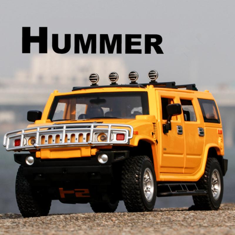 1/24 HUMMER H2 Alloy Car Model Diecast Metal Toy Off-road Vehicles Model Sound and Light Simulation Collection Children Toy Gift