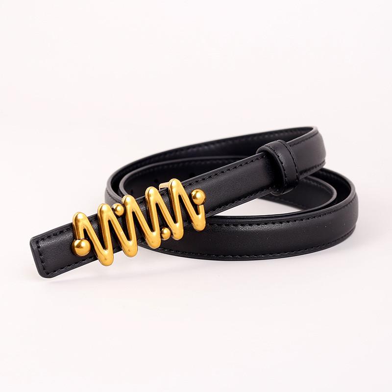 

Classic Leather Belt For Women With Alloy Buckle Suitable For Office And Casual Wear Black