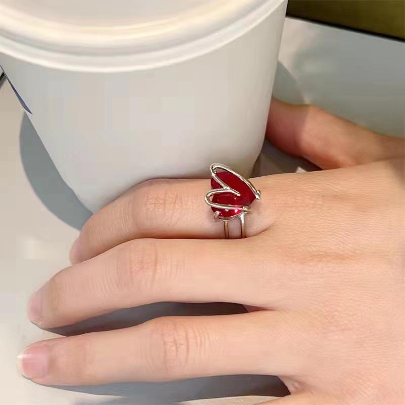 Heart Shape M Zircon Exquisite Originality Adjustable Pendant Rings for Women Elegant Round Rings Valentine's Day Jewelry Gift
